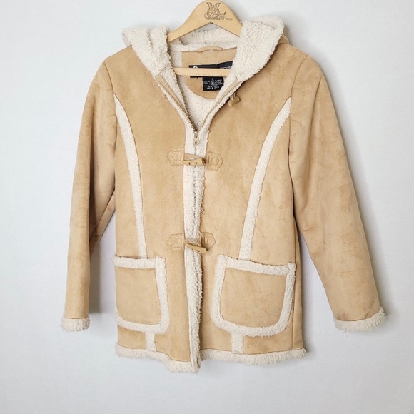 Outer Edge boho faux suede leather Sherpa jacket, fits like a Small - Picture 2 of 4